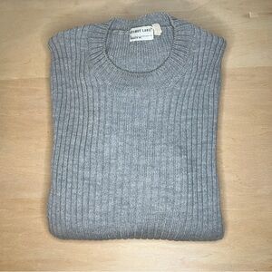 Helmut Lang Gray Ribbed Crewneck Sweater